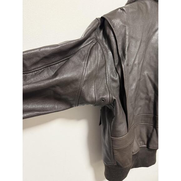 Vintage US Navy G-1 Flight Jacket Mens 52 Brown Leather Mouton Collar Bomber 80s - Picture 8 of 16